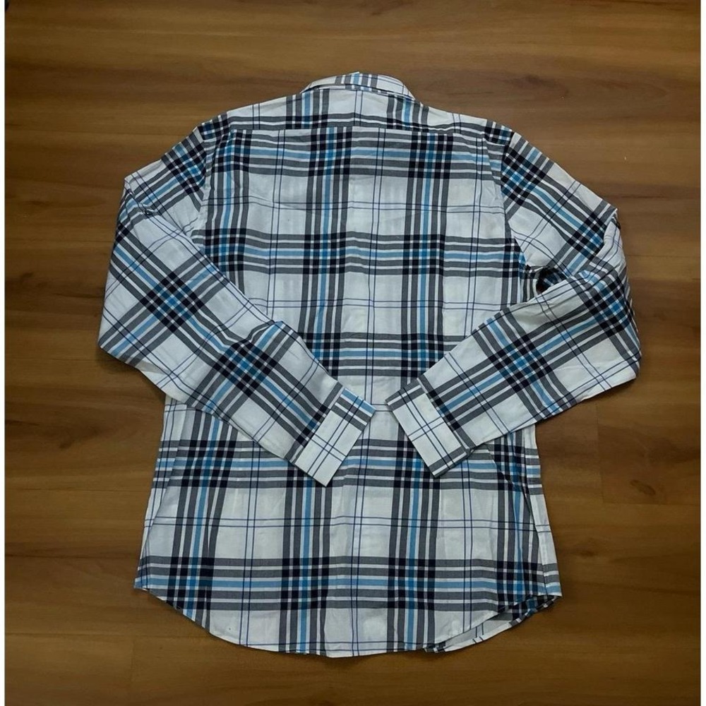 Mens NWT‎ Express Fitted Plaid Casual Button Down Striped Shirt - Picture 2 of 6